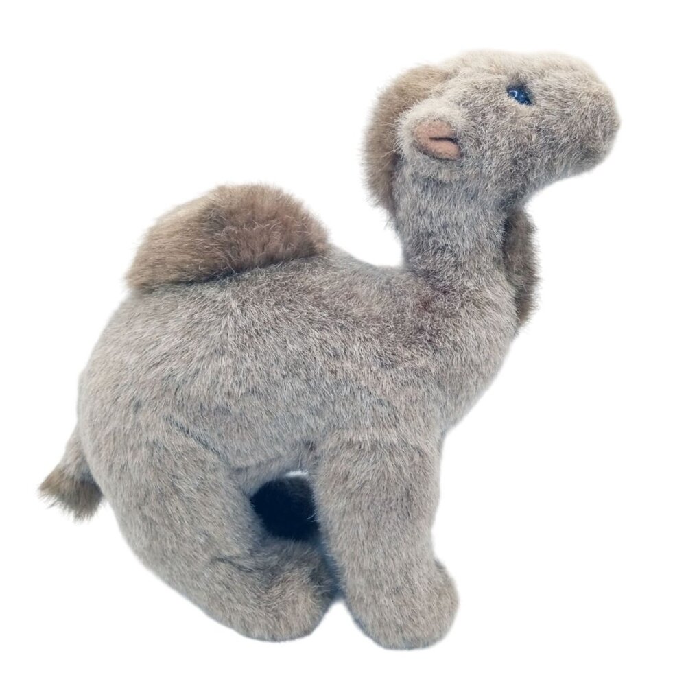 Camel Plush Hand Crafted Brown Grey Stuffed Animal 8 Inch Rough Fur Lifelike